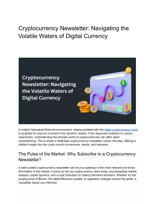Cryptocurrency Newsletter: Navigating the Volatile Waters of Digital Currency