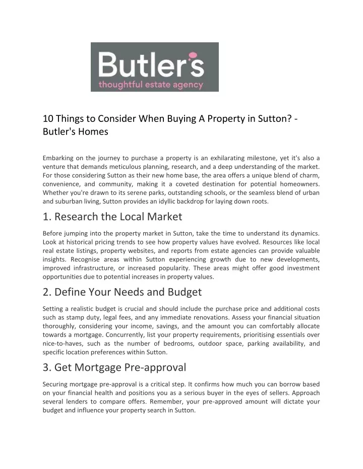 10 things to consider when buying a property