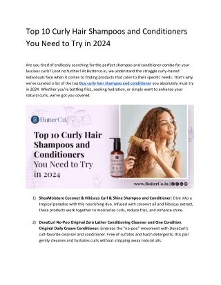 Top 10 Curly Hair Shampoos and Conditioners You Need to Try in 2024