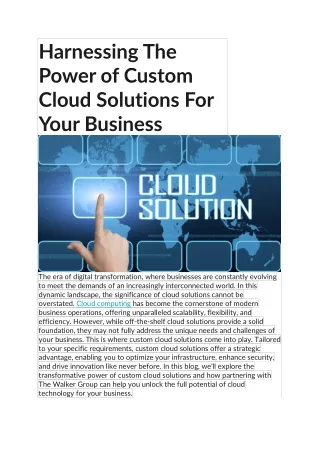 Harnessing The Power of Custom Cloud Solutions For Your Business
