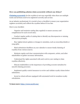 how can publishing admins claim accurately