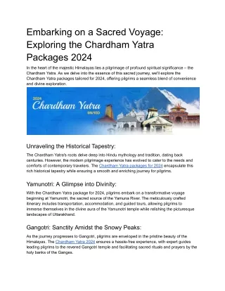 Embarking on a Sacred Voyage_ Exploring the Chardham Yatra Packages 2024