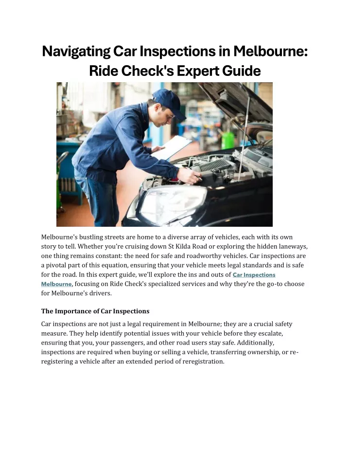 navigating car inspections in melbourne ride