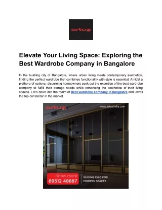 Elevate Your Living Space_ Exploring the Best Wardrobe Company in Bangalore
