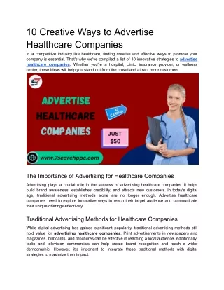 10 Creative Ways to Advertise Healthcare Companies