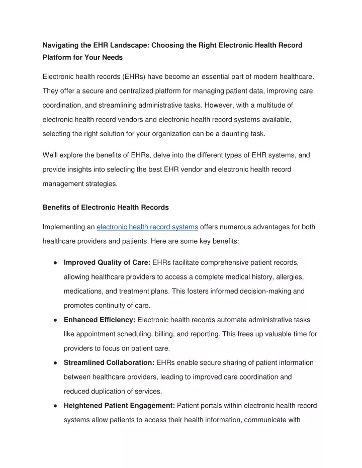 navigating the ehr landscape choosing the right