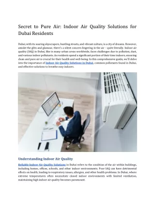 Secret to Pure Air_ Indoor Air Quality Solutions for Dubai Residents