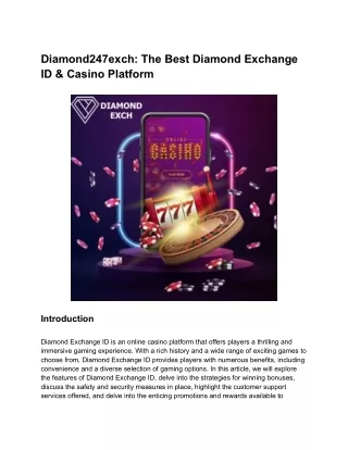 Diamond247exch_ The Best Diamond Exchange ID & Casino Platform