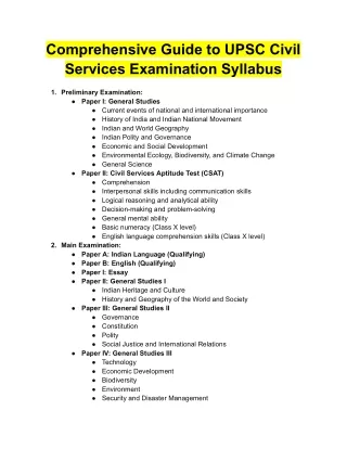 Comprehensive Guide to UPSC Civil Services Examination Syllabus