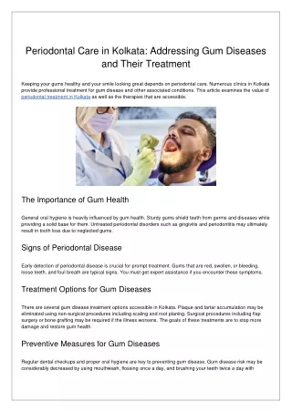 Periodontal Care in Kolkata - Addressing Gum Diseases and Their TreatmenT