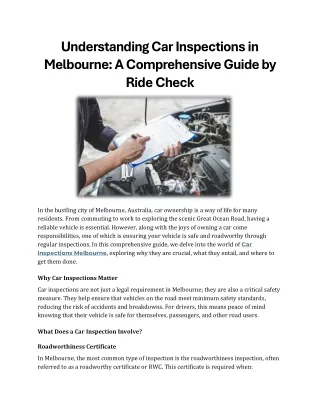 understanding car inspections in melbourne