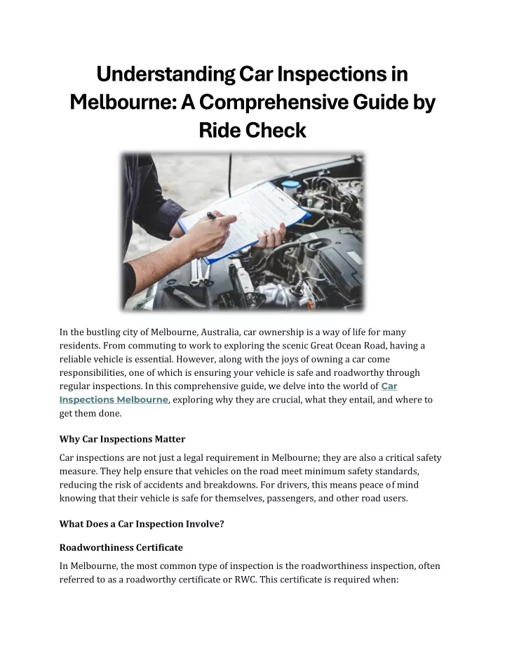 understanding car inspections in melbourne