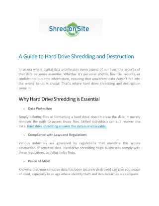 A Guide to Hard Drive Shredding and Destruction - Shred on Site
