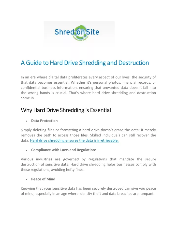 a guide to hard drive shredding and destruction