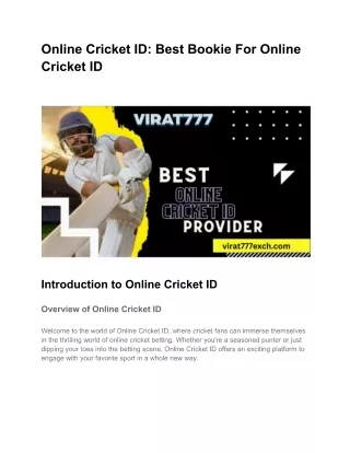 Online Cricket ID: Best Bookie For Online Cricket ID