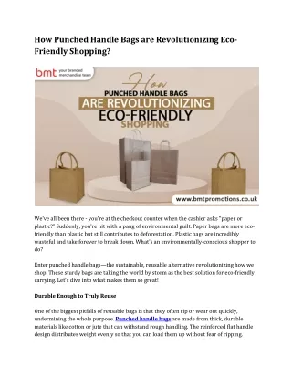 How Punched Handle Bags are Revolutionizing Eco-Friendly Shopping?