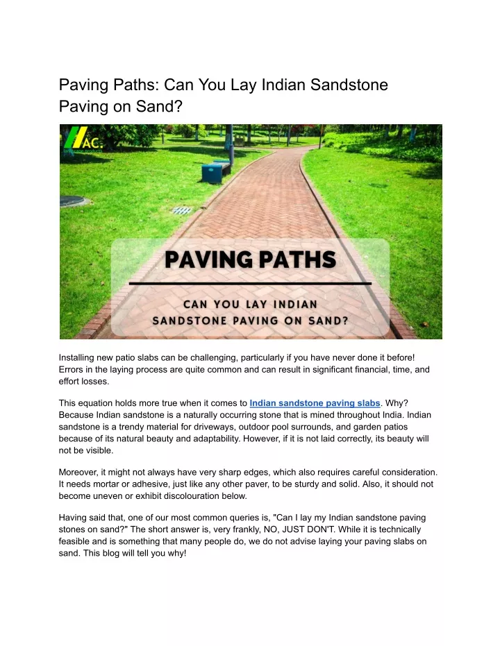 paving paths can you lay indian sandstone paving