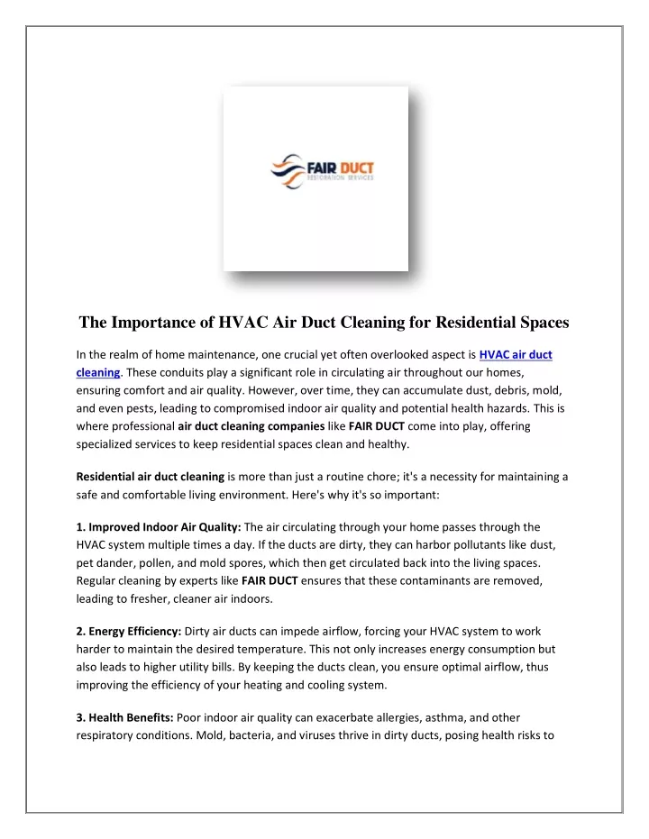 the importance of hvac air duct cleaning