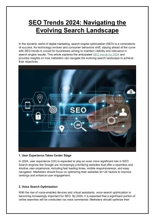 SEO Trends 2024 Navigating the Evolving Search Landscape