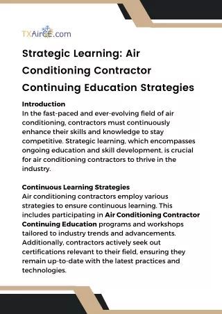 Air Conditioning Contractor Continuing Education