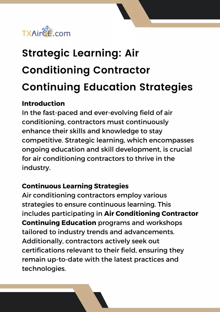 strategic learning air conditioning contractor