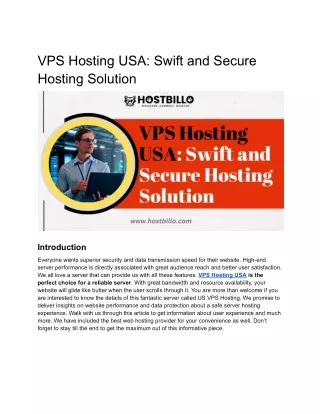 VPS Hosting USA_ Swift and Secure Hosting Solution
