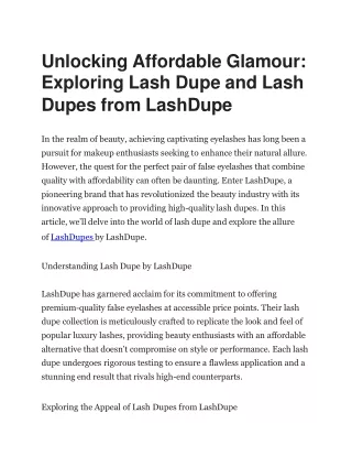Unlocking Affordable Glamour - Exploring Lash Dupe and Lash Dupes from LashDupe
