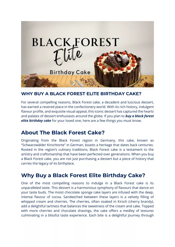 why buy a black forest elite birthday cake