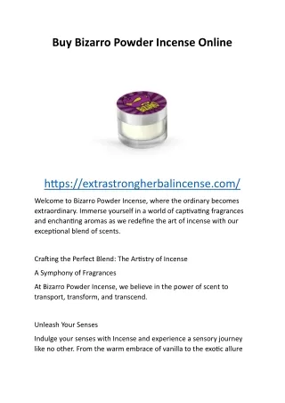 Buy Bizarro Powder Incense Online
