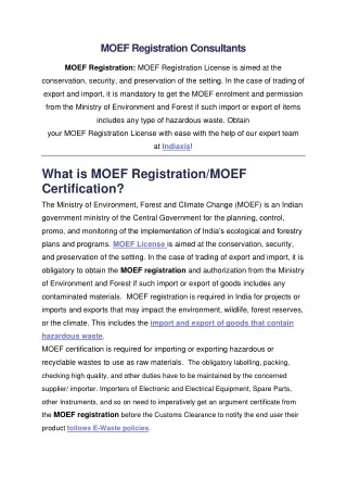 Moef Registration Consultants | 9013803615 | Moef License Consultants