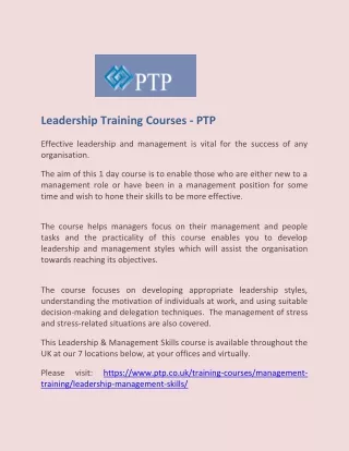 Leadership Training Courses - PTP