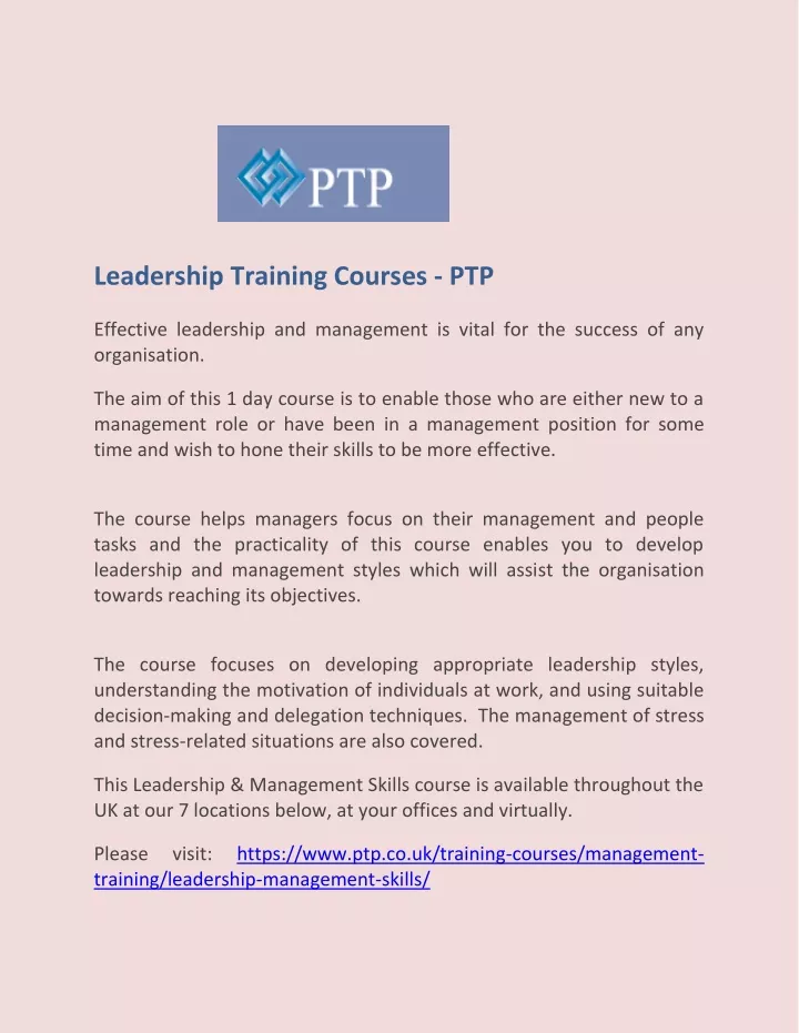 leadership training courses ptp
