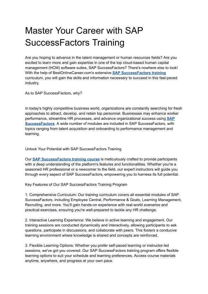 master your career with sap successfactors