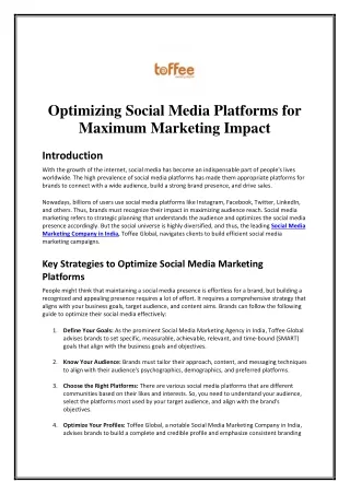 Optimizing Social Media Platforms for Maximum Marketing Impact