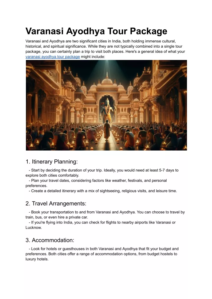 varanasi ayodhya tour package