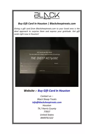 Buy Gift Card In Houston  Blacksheeptreats.com