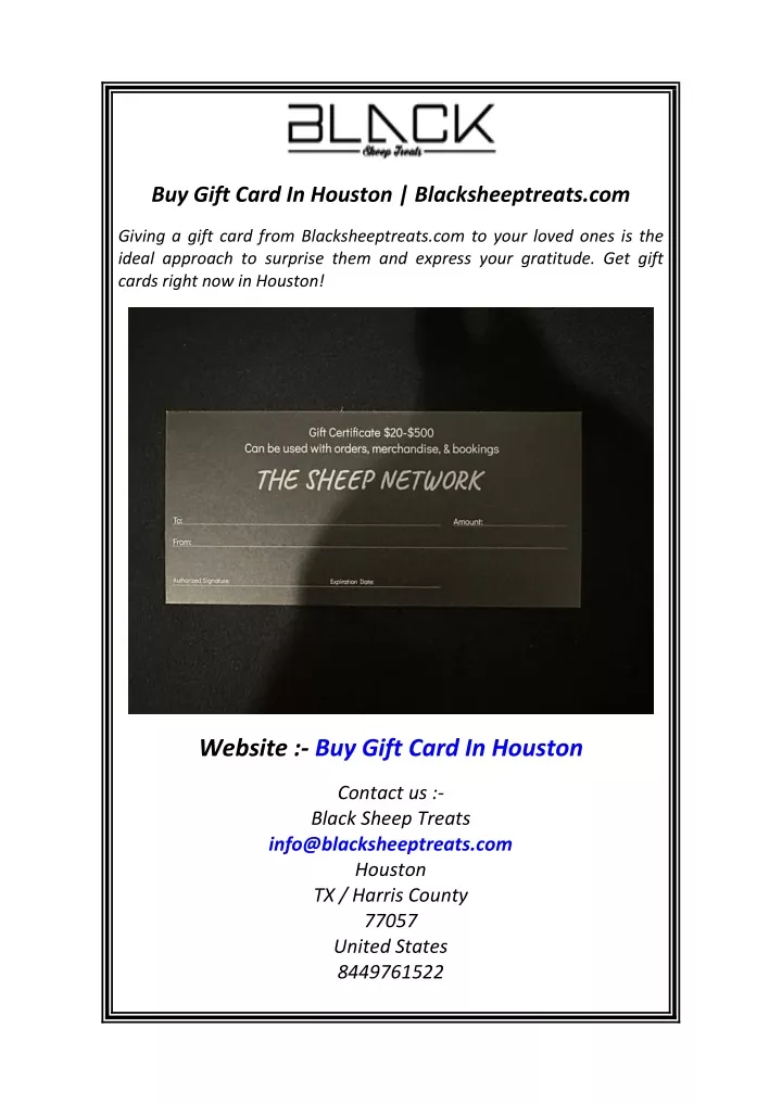 buy gift card in houston blacksheeptreats com