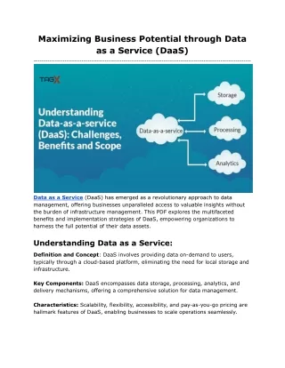 Maximizing Business Potential through Data as a Service (DaaS)