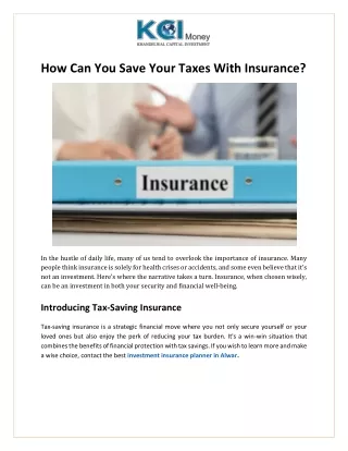 How Can You Save Your Taxes With Insurance