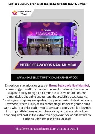Explore Luxury brands at Nexus Seawoods Navi Mumbai