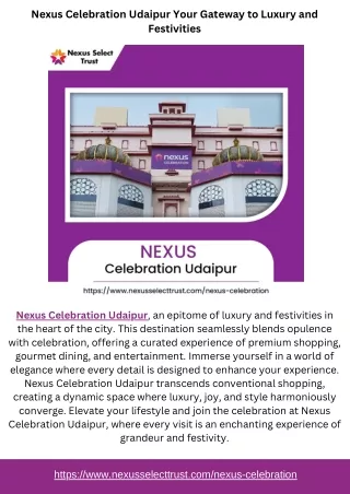 Nexus Celebration Udaipur Your Gateway to Luxury and Festivities
