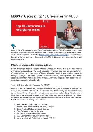MBBS in Georgia_ Top 10 Universities for MBBS