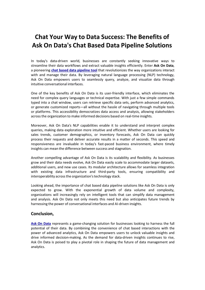 chat your way to data success the benefits