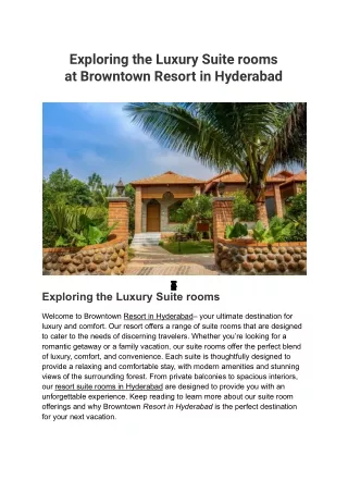Luxury Resorts in Hyderabad | Browntown Resort & Spa