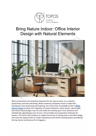 Bring Nature Indoor: Office Interior Design with Natural Elements