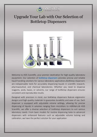 Upgrade Your Lab with Our Selection of Bottletop Dispensers
