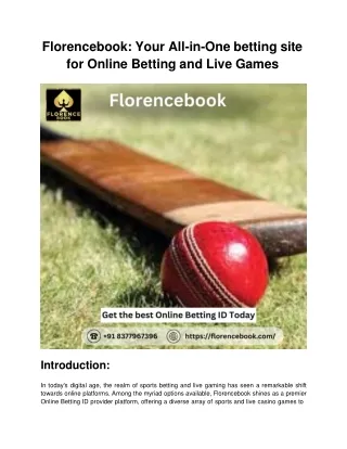 Florencebook: Your All-in-One betting site for Online Betting and Live Games