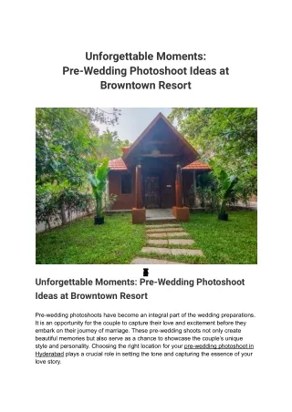 Pre wedding shoots in resorts | Browntown Resort