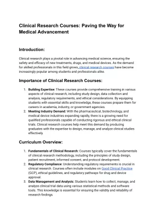 Clinical Research Courses_ Paving the Way for Medical Advancement