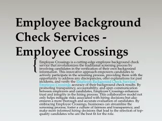 Employee Background Screening Services - Employee Crossings
